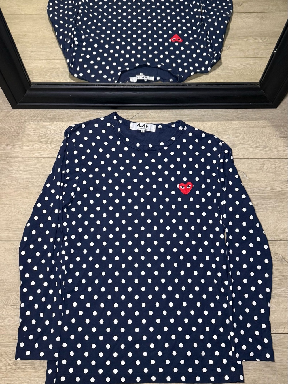 New Vintage Comme Des Garçons Play Heart Polka Dot All Over Print Long Sleeve